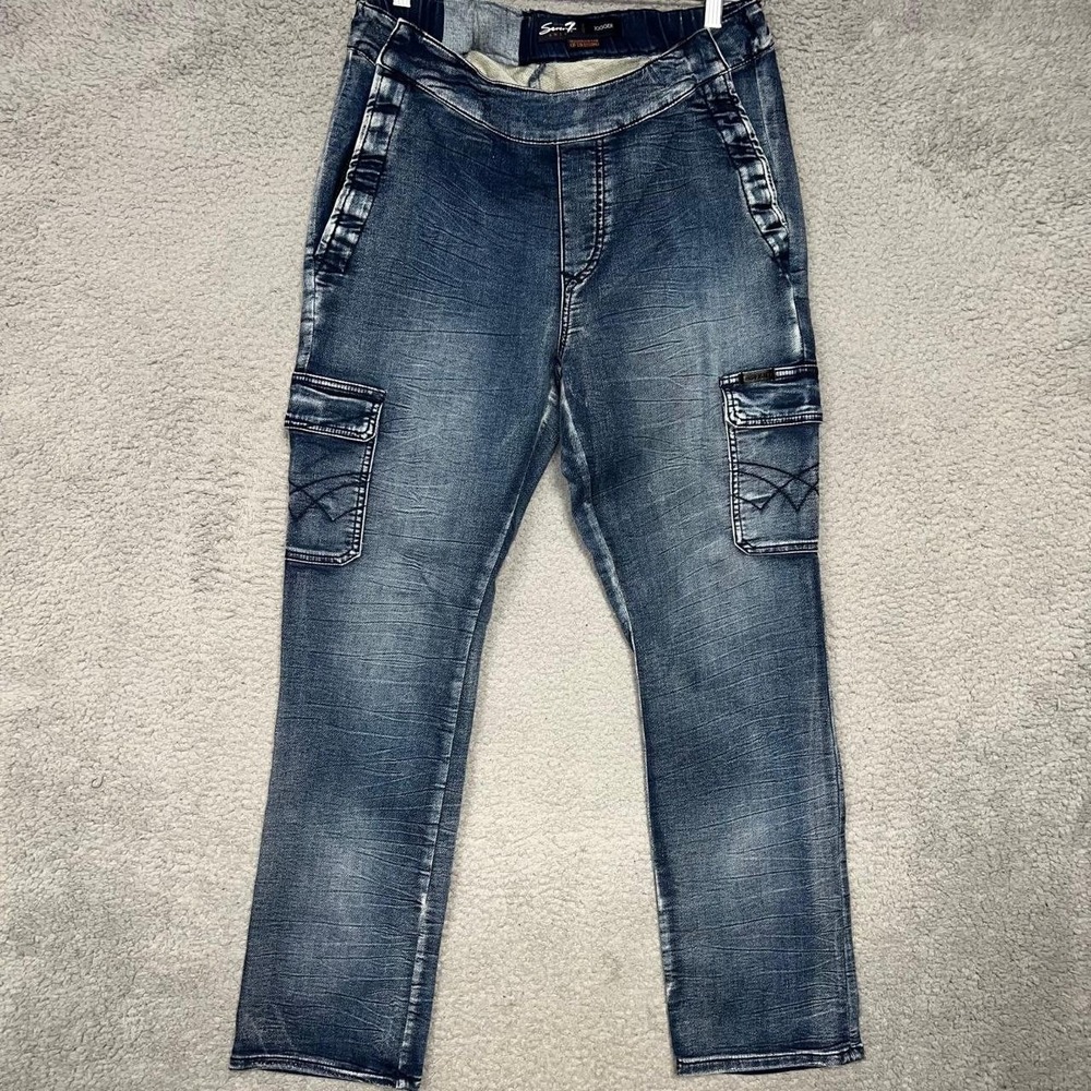 Seven7 Able Jogger Mens 32x31 Blue Adaptive Ease of Dressing Cargo Stretch Jeans